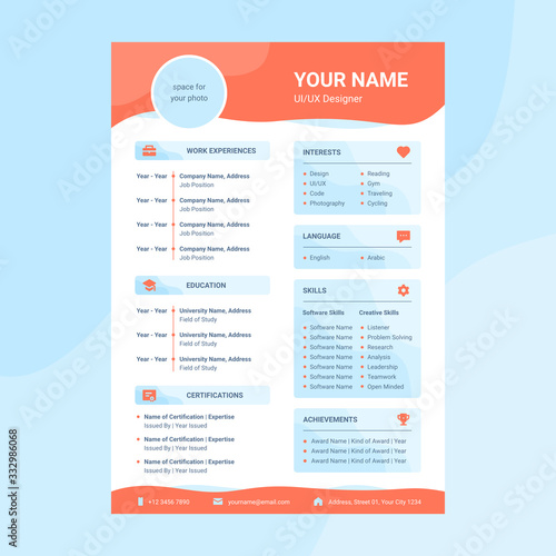 curriculum vitae design template liquid/ fluid style