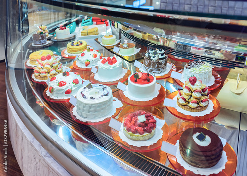 Variety of cakes at candy shop in Busan