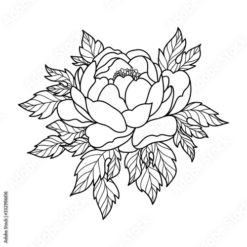 Hand drawing flower for greeting card, invitation, Henna drawing and tattoo template. Vector illustration