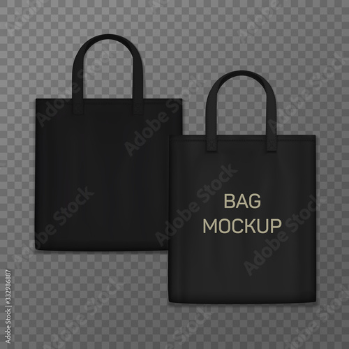 Black realistic shoping bag template