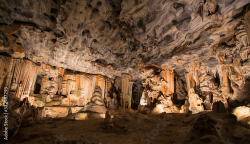 Wide angle view inside the Cango caves near the town of Oudtshoorn in the Western Cape of South Africa