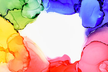 Rainbow colored alcohol ink border