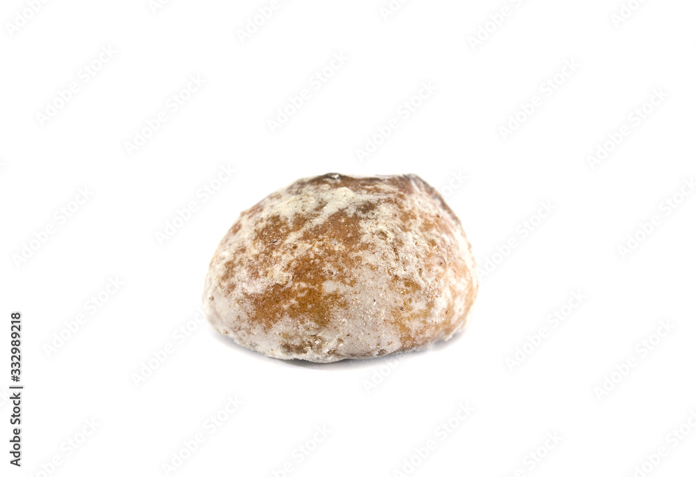 one cookie in white icing isolated on a white background. one cookie in white icing isolated on a white background.