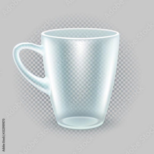 Translucent breakfast cup. Kitchen utensils for tea or coffee. Mockup for restaurant advertising. Isolated on a transparent background. Vector illustration