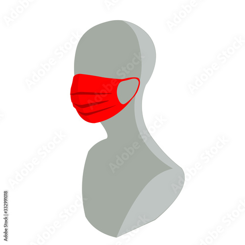 Mannequin in medical mask isolated on white background.