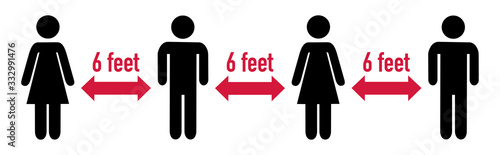 Distance sign protection 6 feet distance