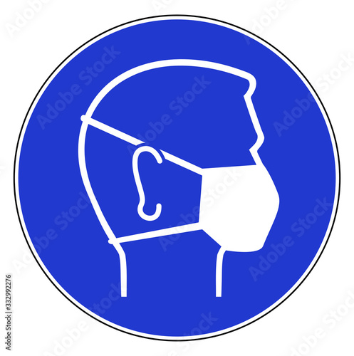 Sign to wear a face pollution mask, medical mask, vector