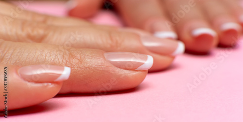 female fingers with a beautiful manicure. front view  close-up