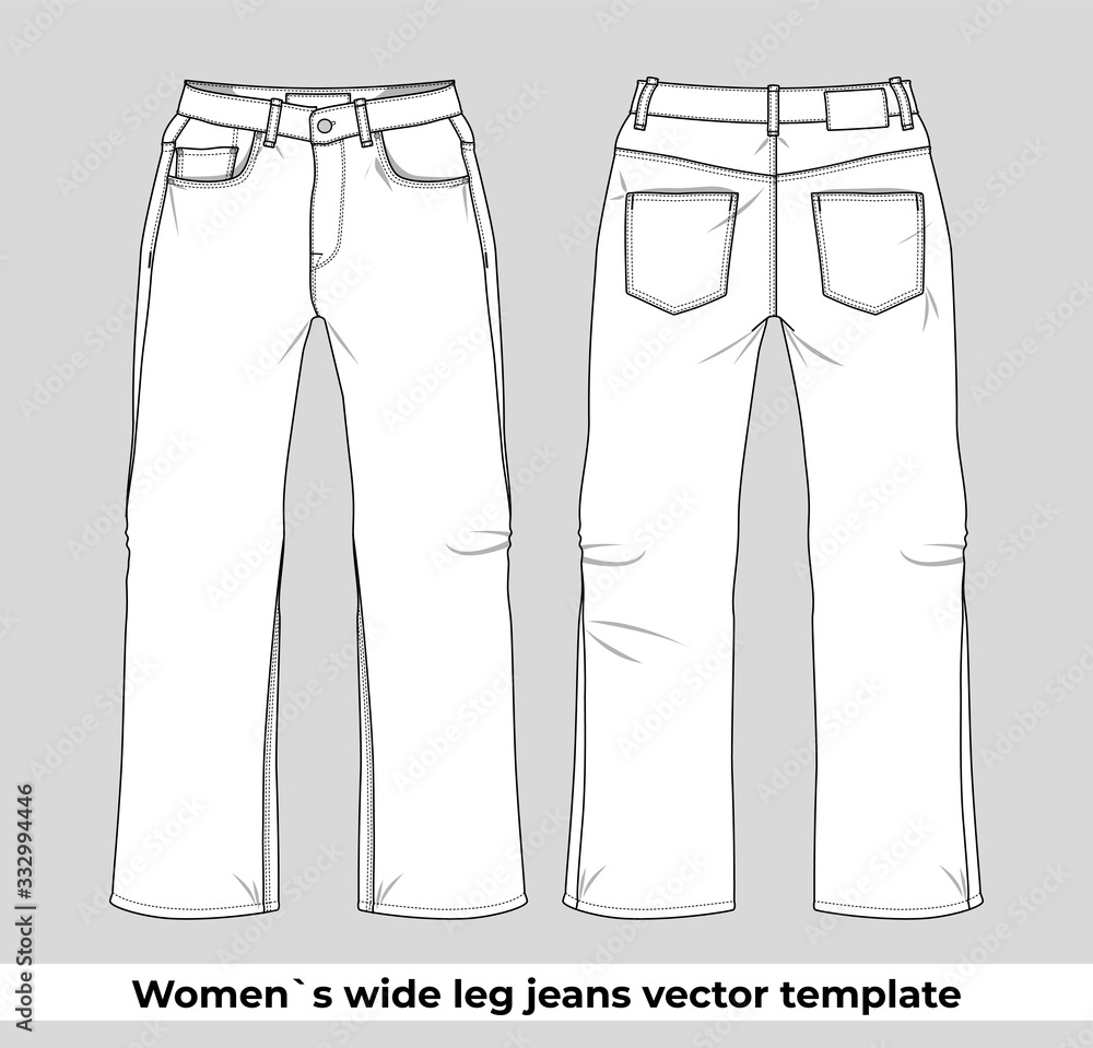 Women`s wide leg jeans vector template Stock Vector | Adobe Stock