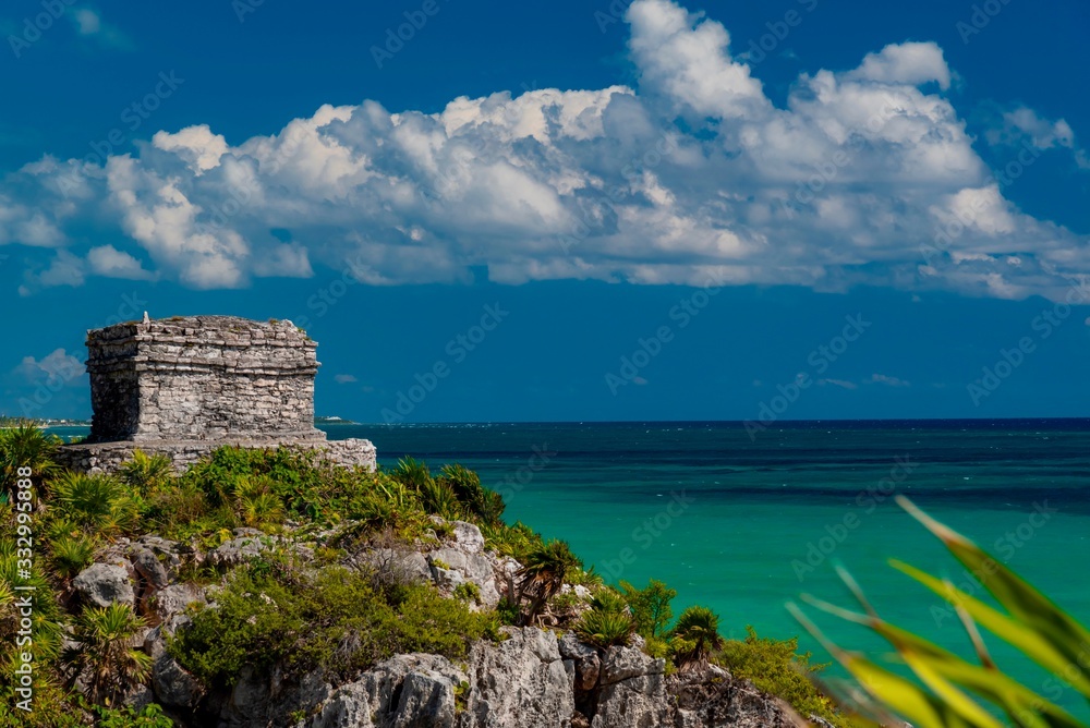 Tulum beach in Mexico surrounded by Mayan temples Tulum beach in Mexico surrounded by Mayan temples