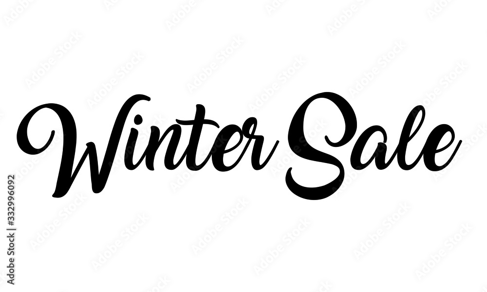 Winter sale postcard. Ink illustration. Modern brush calligraphy.