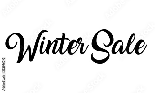 Winter sale postcard. Ink illustration. Modern brush calligraphy.