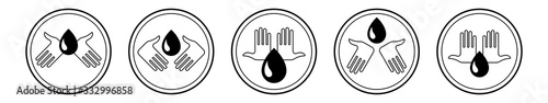 Sticker or nameplate template. Recommendations for the prevention of viral infectious diseases. A preventive measure to maintain health. Please wash your hands! Isolated vector elements.
