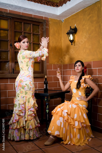 flamenco dancers at the Seville fair in April