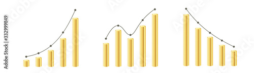 Gold coin pile as part of financial chart or infographics