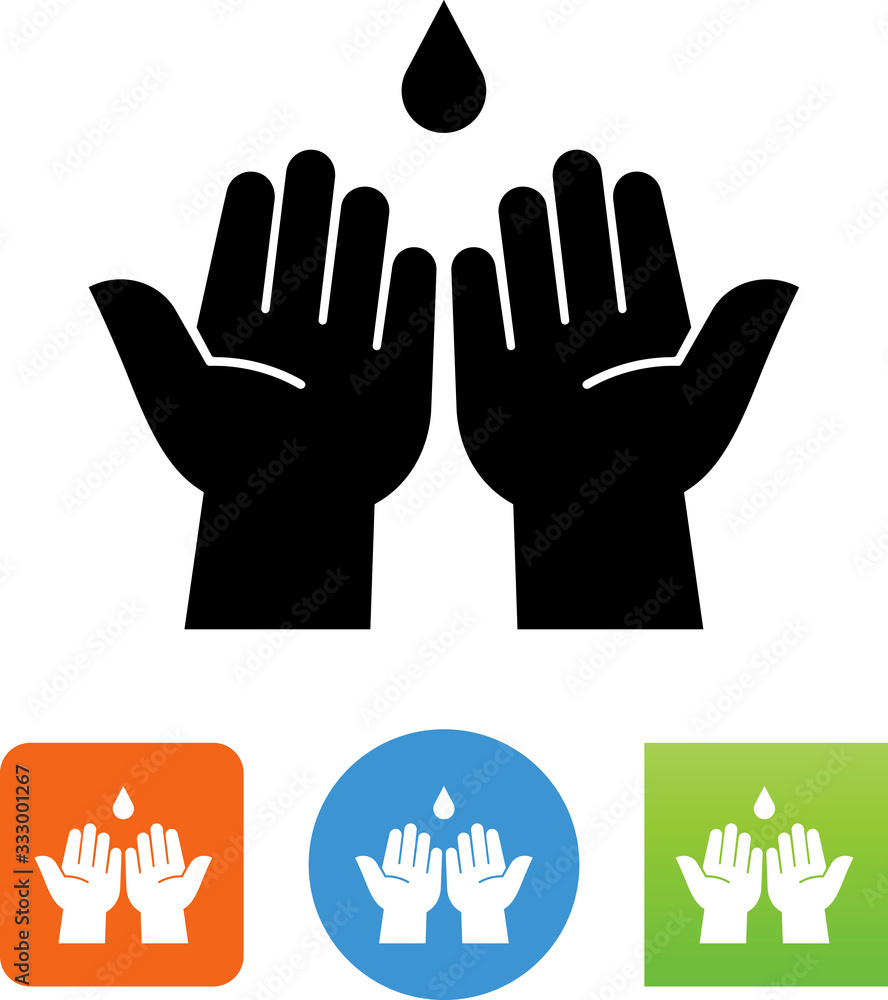 Fototapeta premium Open Palms With Droplet Icon