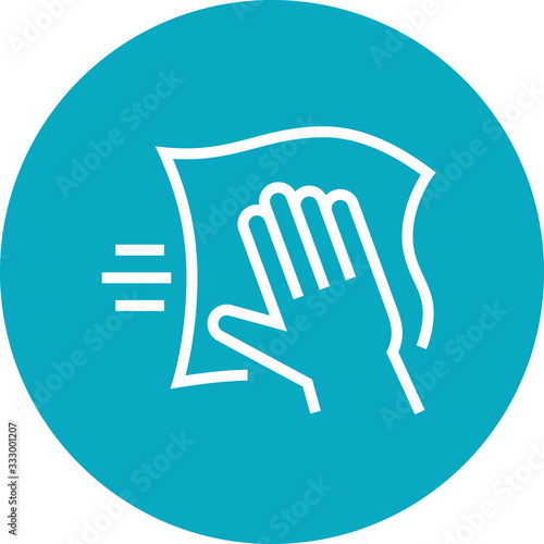Hands Wiping With Cloth Outline Icon