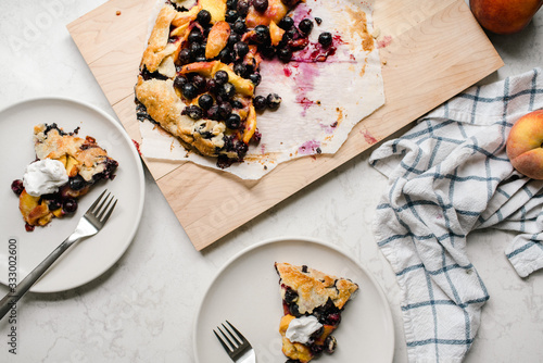 Blueberry and peach galette