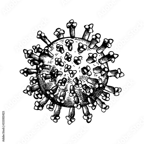 Different kinds of virus  sketch. Biology organisms illustration in vintage engraved style. Corona Virus.  Coronavirus 2019-nCoV and other.