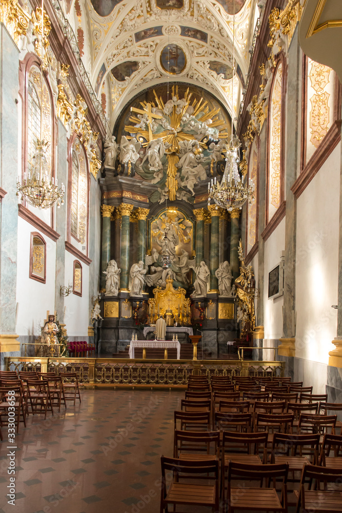 Czestochowa, Poland, March 19, 2020: Interior of the Jasna Góra Basilica