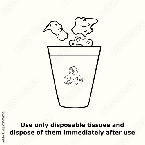 Use only disposable tissues and dispose of them immediately after use, outline simple doodle drawing