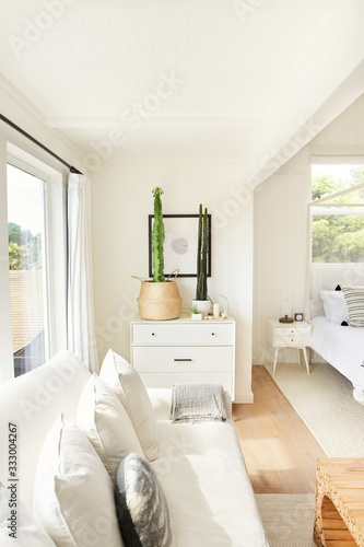 Beautifully designed modern farmhouse bedroom photo