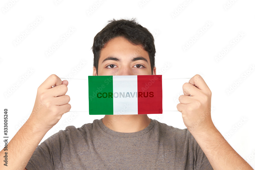 Portrait of man wearing medical mask on white background Portrait of man wearing medical mask on white background