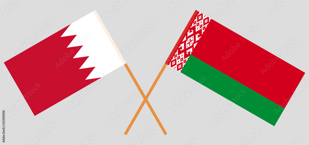 Crossed flags of Belarus and Bahrain
