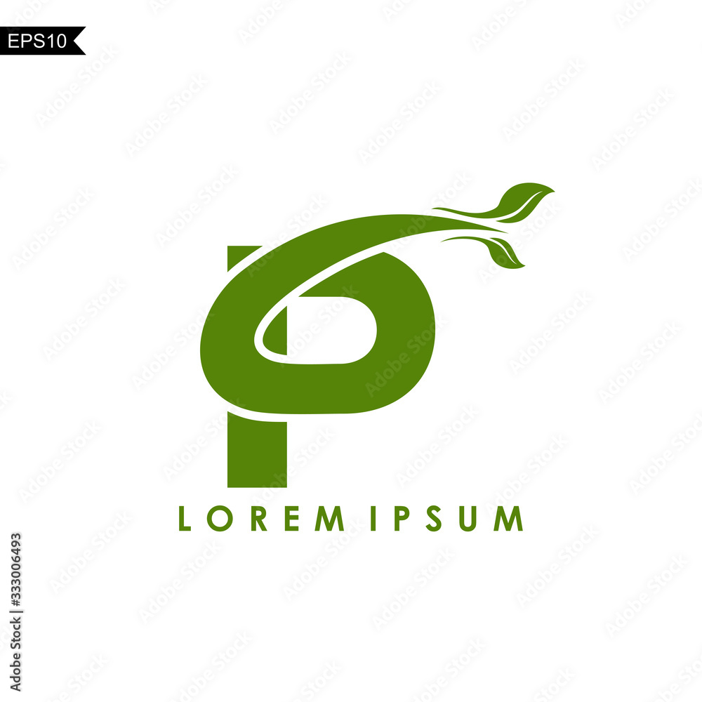 Initial Letter P Leaf Logo Template Initial Letter P Leaf Logo Template