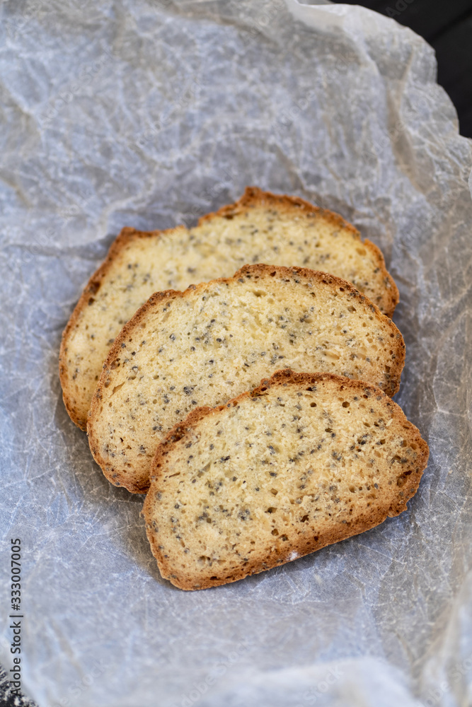 bread with chia seeds,top view bread with chia seeds,top view