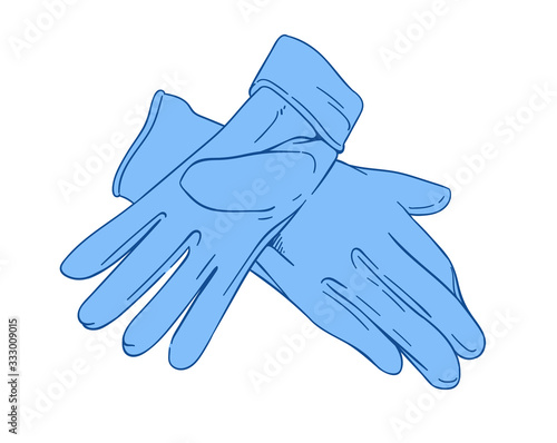 Blue medical gloves isolated on white background