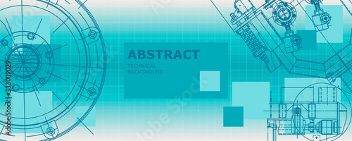 Abstract drawing. Mechanical engineering drawing. Engineering technological vector wallpaper