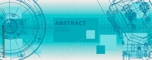 Abstract drawing. Mechanical engineering drawing. Engineering technological vector wallpaper