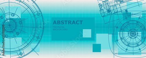 Abstract drawing. Mechanical engineering drawing. Engineering technological vector wallpaper