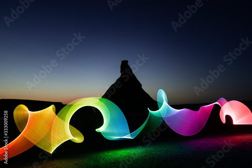 Lightpainting at magic hour photo