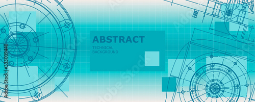 Abstract drawing. Mechanical engineering drawing. Engineering technological vector wallpaper