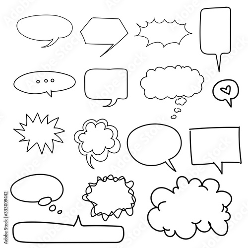 Set of comic text speech bubble cartoon doodle vector