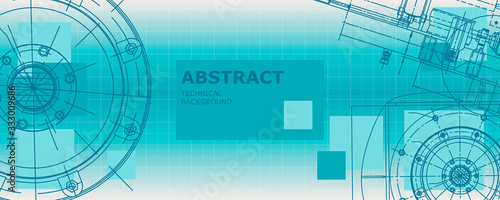 Abstract drawing. Mechanical engineering drawing. Engineering technological vector wallpaper