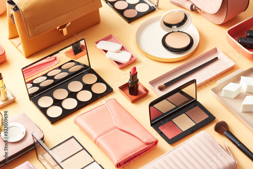 Assorted layout of cosmetics and accessories photo