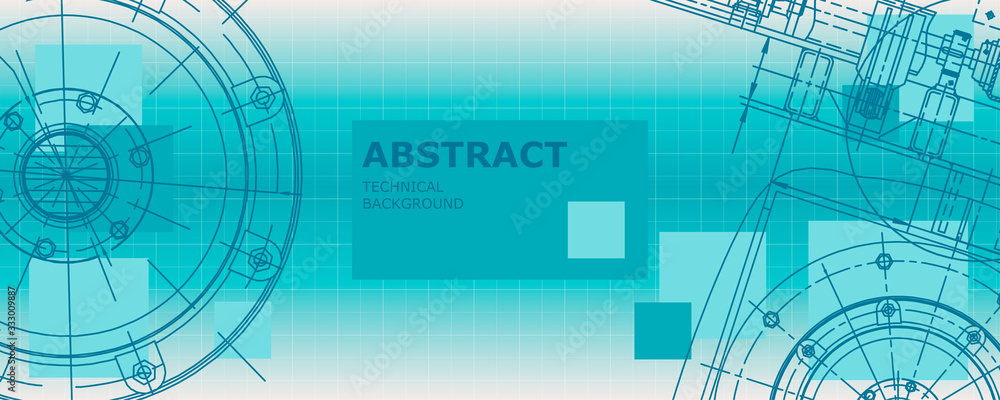 Obraz premium Abstract drawing. Mechanical engineering drawing. Engineering technological vector wallpaper