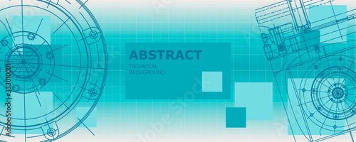 Abstract drawing. Mechanical engineering drawing. Engineering technological vector wallpaper