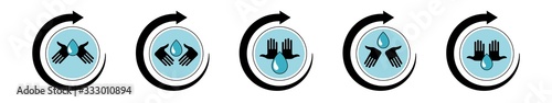 Sticker or nameplate template. Recommendations for the prevention of viral infectious diseases. A preventive measure to maintain health. Please wash your hands! Isolated vector elements.
