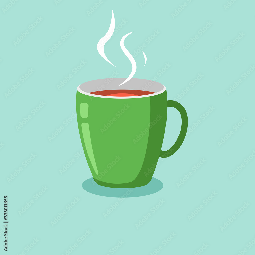 Cup of tea vector illustration. Porcelain mug with hot tea picture. Cup of tea vector illustration. Porcelain mug with hot tea picture.