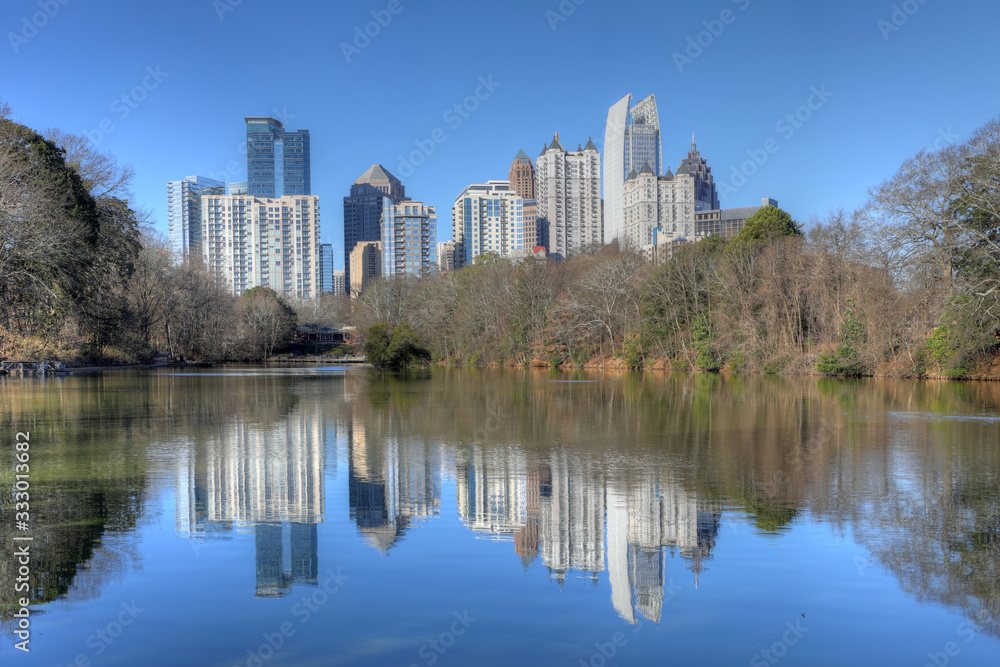 Atlanta, Georgia city center with reflections