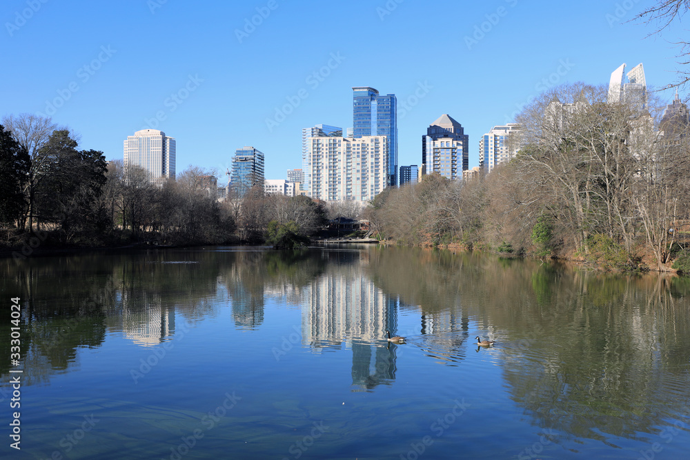 Atlanta, Georgia city center and reflections