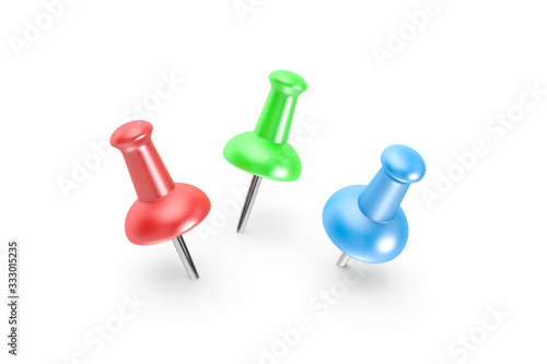 3D Rendering Push Pin on Background
