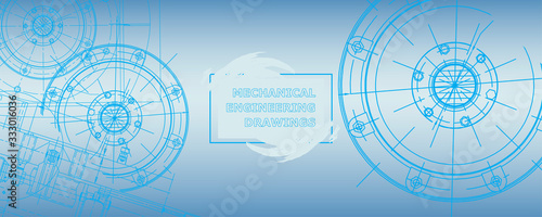 Mechanical engineering drawing. Abstract drawing. Engineering technological wallpaper