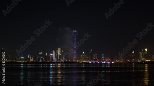 Wallpaper Mural View of Burj Khalifa from the Dubai Creek Harbour New Years Fireworks timelapse. Torontodigital.ca