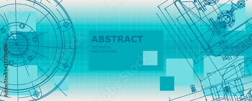 Mechanical engineering drawing. Abstract drawing. Engineering technological wallpaper