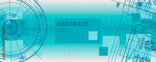 Mechanical engineering drawing. Abstract drawing. Engineering technological wallpaper